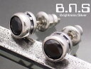 片方販売 ストーンマシンピアス ブラック シルバー925&ジルコニア