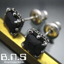 片方販売 スクエアストーンクラウンピアス2 ブラック シルバー925&ジルコニア 王冠【svpias463-E66CMH】
