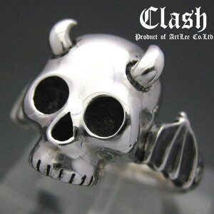 Clash ベイビーデビルスカルリング 悪魔 ツノ 翼、シルバー925【ring-644】【R63】