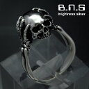 ヘッドグラブスカルリング シルバー925 銀製 (skull ring ドクロ どくろ 髑髏)【ring-739-R112】