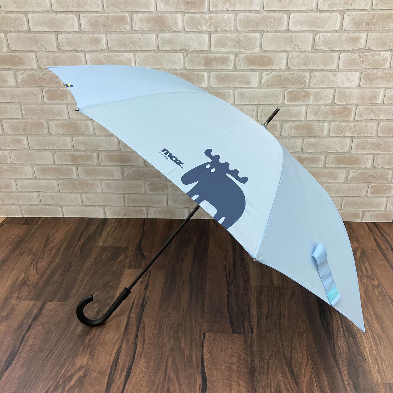 moz 傘 ビッグエルク 大きめサイズ 晴雨兼用傘 長傘【送料無料】レディース メンズ ユニセックス 男女兼用 MOZ モズ 北欧 スウェーデン ジャンプ傘 ワンタッチ 晴雨兼用 日傘 UVカット 90%以上 サビにくい 折れにくい ネイビー ブルー ブラック プレゼント
