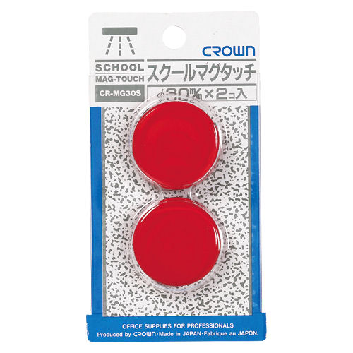 ○クラウン　スクールマグタッチ　強力タイプ＜径30mm：2個入＞CR-MG30S-R/赤【a30408】