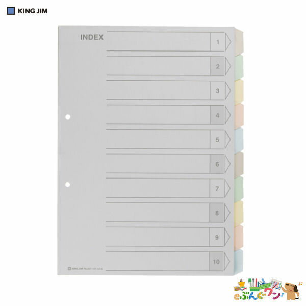 キングジム　カラーインデックス「A4S」＜5色10山11枚＞907-10Y【4167646】
