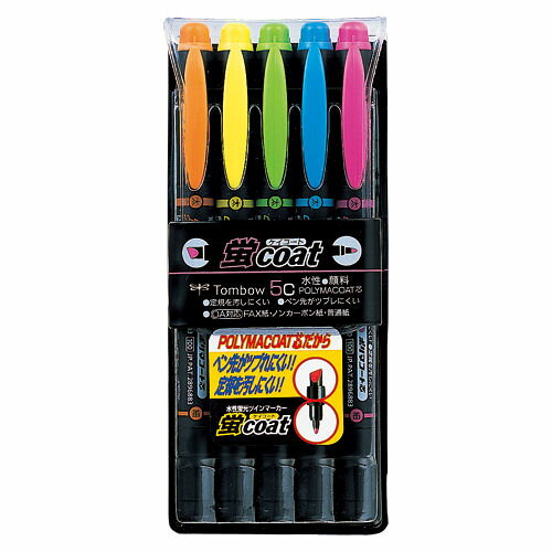 ◎トンボ鉛筆 蛍コート(蛍光ペン) 太細ツインタイプ5色セット WA-TC5C【2123459】