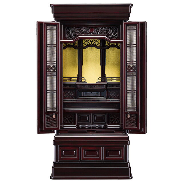 【仏壇】お買い得 地袋付仏間用 紫檀仏壇 清雲43号20巾 高さ131cm×巾68cm【送料無料】【お盆用品 仏具 お彼岸 日本製 国産品 唐木仏壇 台付き 伝統型 お仏壇】