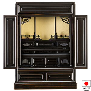 仏壇 唐木ミニ仏壇 黒檀仏壇 (No.4) 23号 高さ71cm×巾51.5cm【送料無料】【お盆用品 仏具 お彼岸 ミニ仏壇 小型仏壇 唐木仏壇 日本製 国産品 上置型 上置き型 伝統型 ミニ 小さい】