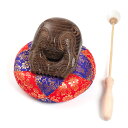 木魚 本桑(一式) 3.5寸 横巾 10.5cm【送料無料】【お盆用品 仏具 お彼岸 ふとん 座布団 皮巻き籐柄バイ付き セット 本桑製】