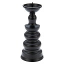 ローソク立(ダルマ) 黒色 4.5寸 総高さ15cm×底径6.3cm【お盆用品 仏具 お彼岸 仏壇用 火立 燭台 ろうそく立て 真鍮製 高岡銅器 日本製 国産品】