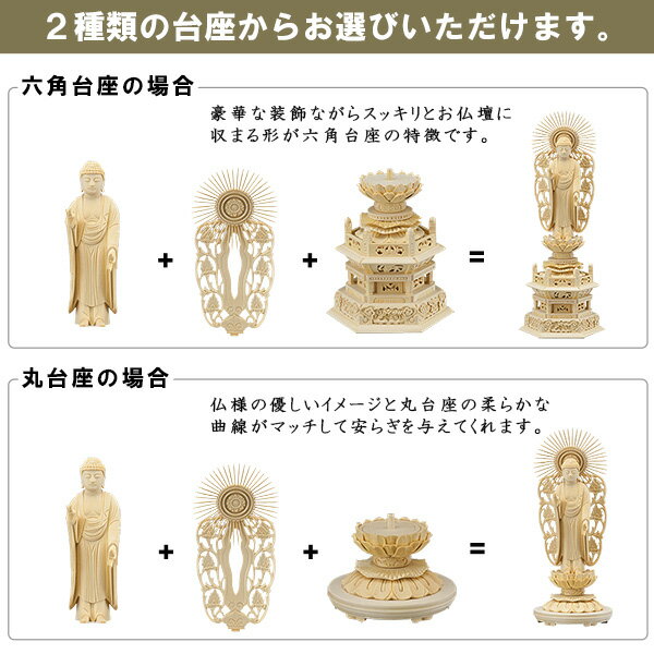 仏像 大佛師「帆刈黌童(ほかりこうどう)」監修 西阿弥陀如来(浄土真宗本願寺派) 白木製 6寸 【送料無料】【仏具 仏像 ご本尊 阿弥陀如来像 立像 浄土真宗 お西 木製 木彫り ひば ヒバ 桧 ひのき ヒノキ】