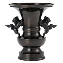 【寺院用仏具】獅子掛中口 花立 黒色 6寸 口径18.2cm×高さ21.7cm【送料無料】【お盆用品 仏具 花瓶 お彼岸 寺院仏具 日本製 国産品 高岡銅器】