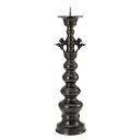 【寺院用仏具】獅子掛中口 火立(ローソク立て・燭台) 黒色 5寸付 高さ39cm×底径10.7cm【送料無料】【お盆用品 仏具 お彼岸 ろうそく立て 寺院仏具 ...