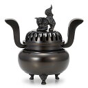 【寺院用仏具】獅子掛中口 香炉 黒色 5寸付 胴径13.8cm×口内径9cm【送料無料】【お盆用品 仏具 お彼岸 寺院仏具 日本製 国産品 高岡銅器】