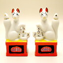 狐 陶器(一対) 5寸 高さ 15cm【送料無料】【神具 稲荷きつね キツネ お稲荷さん】