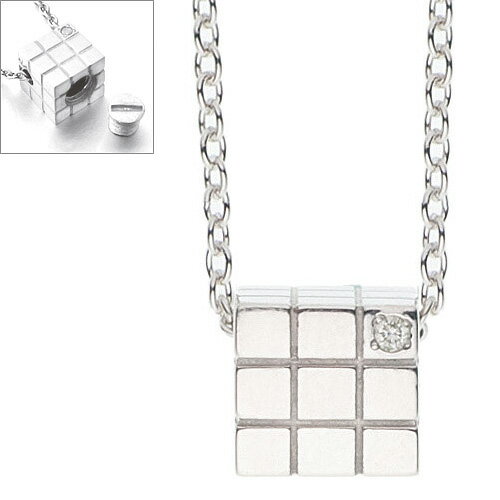 遺骨ペンダント(Soul Jewelry)【キューブ】シルバー925・ダイヤモンド 高さ7mm×巾7mm 手元供養【送料無料】【お盆用品 仏具 お彼岸 遺骨ペンダント 骨壷 分骨 パーソナル供養】