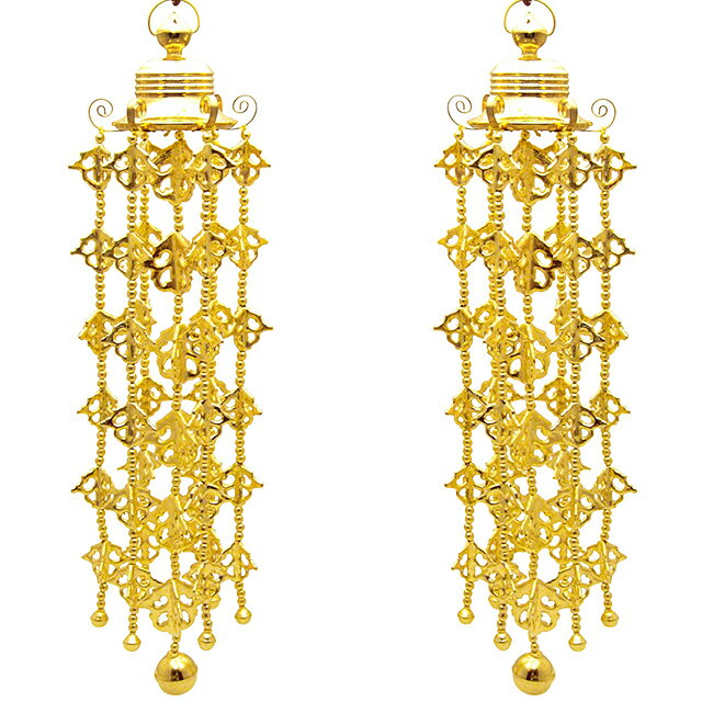 瓔珞 本金箔 6段(一対) 高さ31cm×巾7cm 【送料無料】【お盆用品 仏具 お彼岸 ようらく 瓔珞 吊り下げ ..