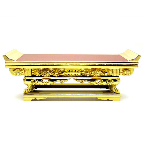 上前彫前卓 1尺 巾31.2cm×奥行9.5cm 【送料無料】【お盆用品 仏具 お彼岸 前卓 まえじょく 机 木製本金箔押し仕上げ】