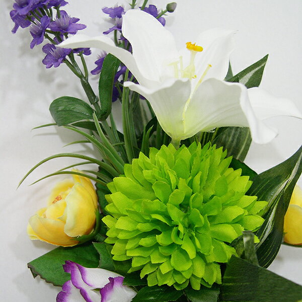 《清楚なゆりの花》【造花　百合】【仏壇用造花】【白い花／ゆりの花／法事】仏壇用　墓用　造花A（全長28cm）