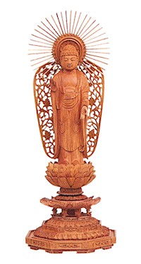【送料無料】仏像 総白檀 八角台座 西弥陀 5寸