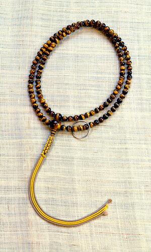 ◆京念珠　（数珠袋付き）【男性用数珠　曹洞宗本式　本式数珠　男性用数珠　曹洞宗　トラメ石　正絹房　法要　彼岸　b仏事　虎目石】尺二曹洞宗 本式男性向虎目石 共仕立 紐房