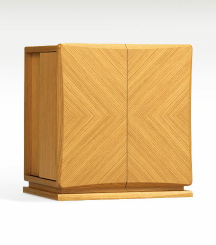 《対角線状に広がる綺麗な木目の扉》【仏壇小型 現代仏壇 仏壇パンジー ライト色 モダン 洋風 おしゃれ 上置き 仏壇小さい LEDライト リビング マンション アパート 木製 天然木 クリーム色 洋室 お仏壇】【幅40高43奥33】パンジーライト