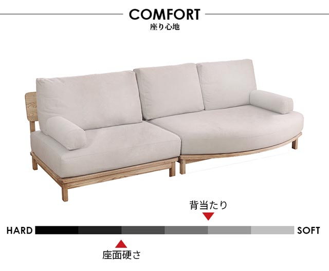 関家具 正規代理店 ソファ ソファー 変形 カウチソファ L字 コーナーソファ カウチ l字 l字ソファ コーナー 3人掛け 木製フレーム すのこ キャンバス生地 カバーリング ナチュラル ロースタイル ゆったり MANNER nora.マナー [3]