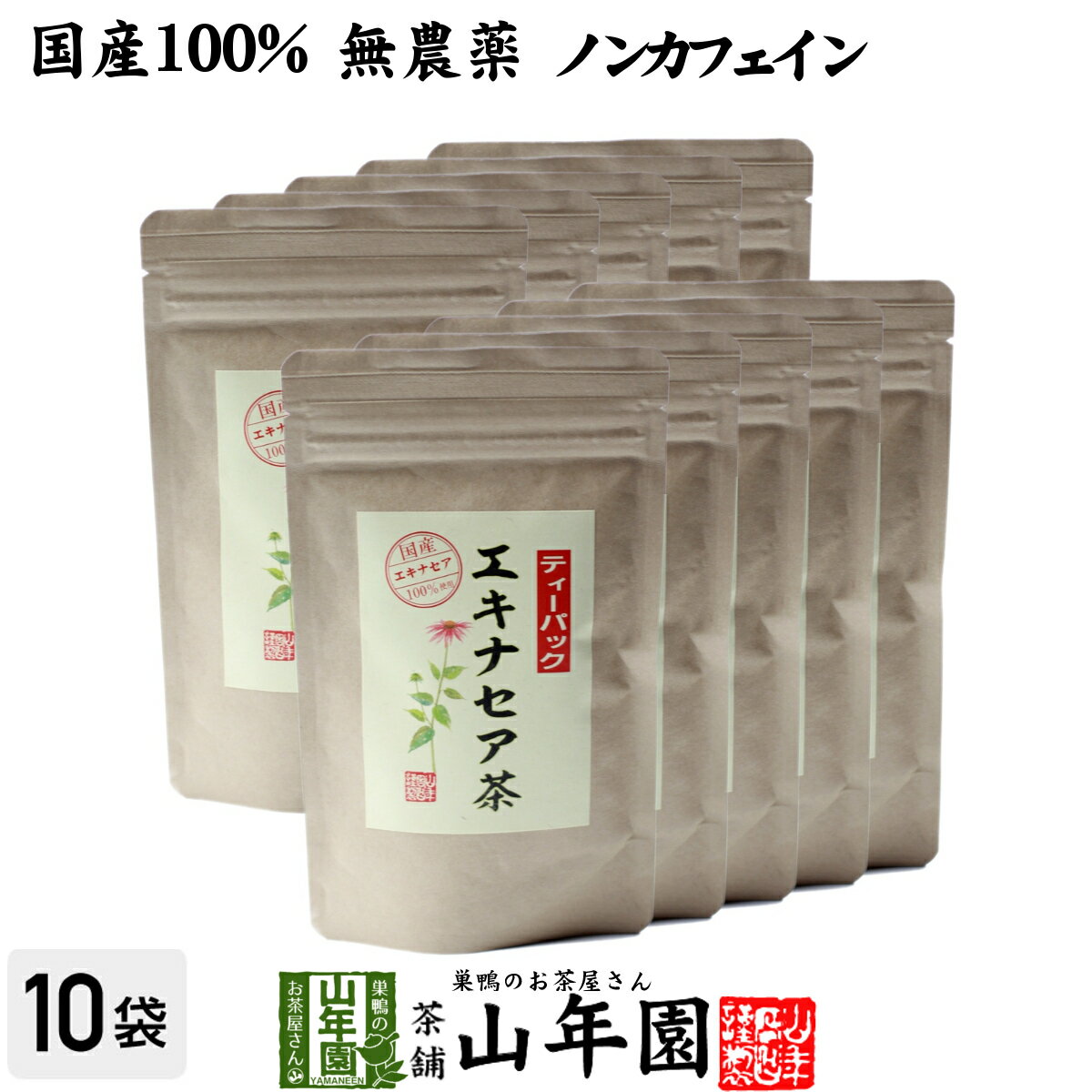 楽天巣鴨のお茶屋さん 山年園【国産 100％】エキナセア茶 2g×10パック×10袋セット ノンカフェイン 鳥取県または熊本県産 無農薬 送料無料 ハーブティー エキナセア お茶 エキナセアティー 健康茶 妊婦 ダイエット サプリ 苗 ギフト プレゼント 母の日 父の日 プチギフト 2024 内祝い お返し