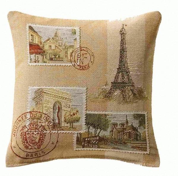 【ART de LYS】 Stamp Paris 8374 パリの思い出 クッションカバー 36cm角 【送料無料】【あす楽】【HLS_DU】