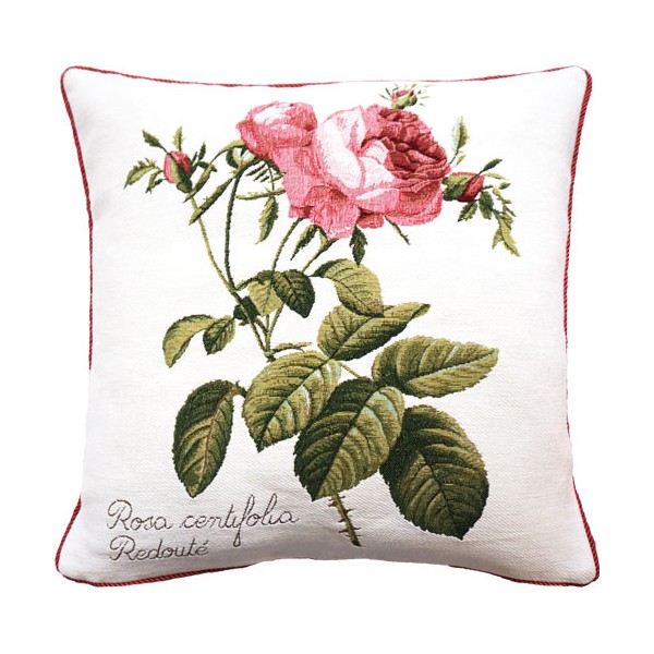 【ART de LYS】ゴブラン織りクッションカバー 2268B Rosa Centifolia ピエール・ジョゼフ・ルドゥーテのバラ(右向き)フランス製(50cm角)【あす楽】【HLS_DU】