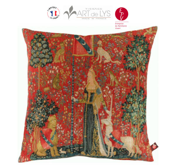 【ART de LYS】 フランス製 ゴブラン織りクッション(36×36cm) 貴婦人と一角獣 8964 Le toucher 触覚 【送料無料】【あす楽】【HLS_DU】