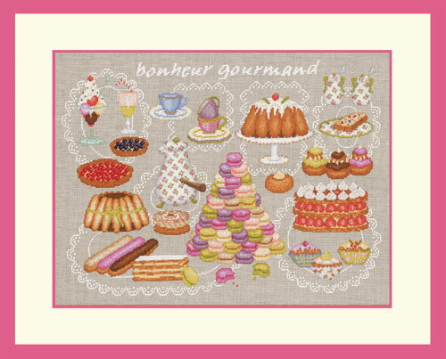 ★数量限定セール★  クロスステッチ刺繍キット 1155 Bonheur Gourmand 幸せのスイーツ （エタミン刺繍布） 