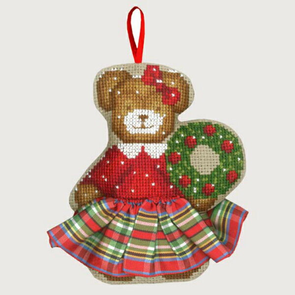 【ル・ボヌール・デ・ダム】 刺繍キット 2631 Ourse Jupette Ecossaise スコットランドスカートのクマ..