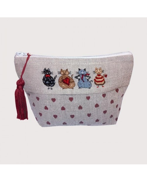 ★新発売★【ルボヌールデダム】 刺繍キット 9020 Case Cats ネコポーチ（半製品） 【あす楽】