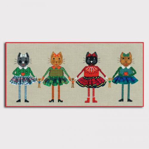 ★新発売★ 刺繍キット 2644 Four Scottish Cats in Skirts スコットランドキルトの4匹のネコ 