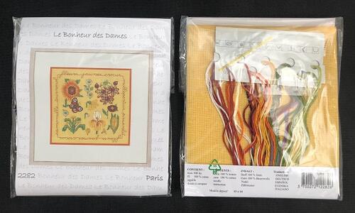 ★新発売★【ルボヌールデダム】クロスステッチ刺繍キット 2282 Yellow And Bordeaux Flowers 黄色とボルドーの花 (Le Bonheur des Dames / France) 2