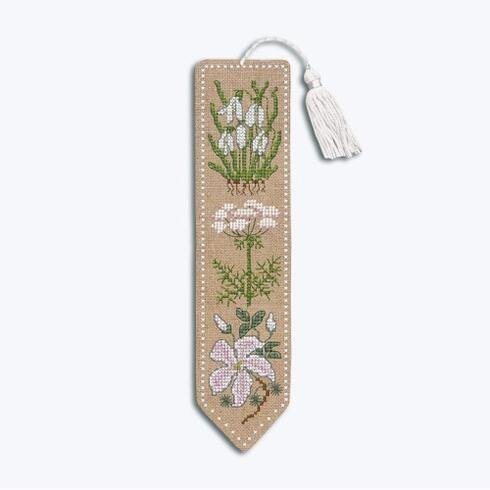 ★新発売★クロスステッチ刺繍キット 4591 Bookmark White Flowers ホワイトフラワー ブックマーク・しおり (Le Bonheur des Dames / France)