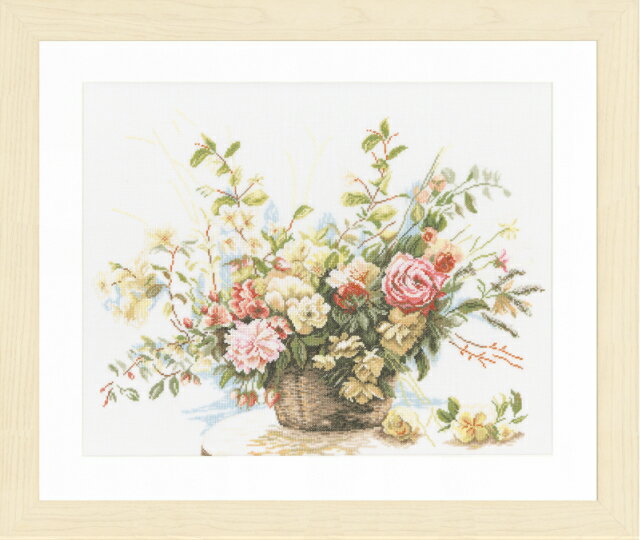  クロスステッチ 刺繍キット 0008004（34714） Bouquet of Roses ローズ（30CT リネン布）