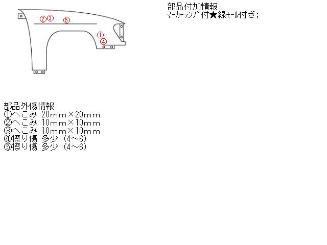 【中古】中古部品 クロノス GEFP 右フロントフェンダー 【3330430100-000364431910600】