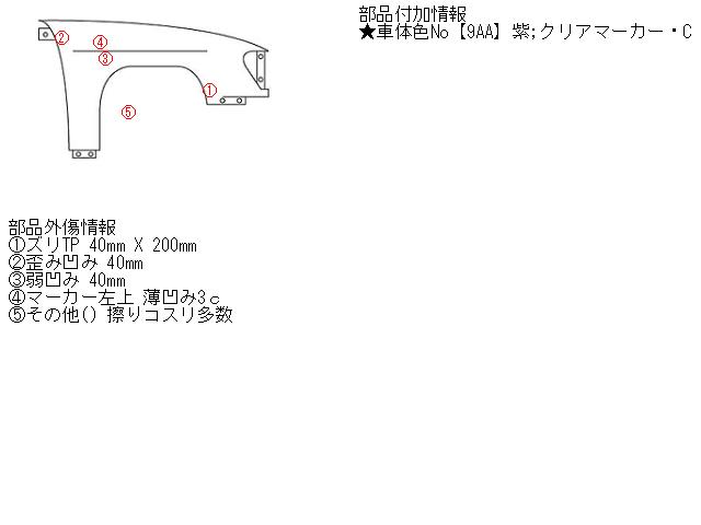 【中古】中古部品 ヴィッツ SCP10 右フロントフェンダー 【3310410000-000744188710600】