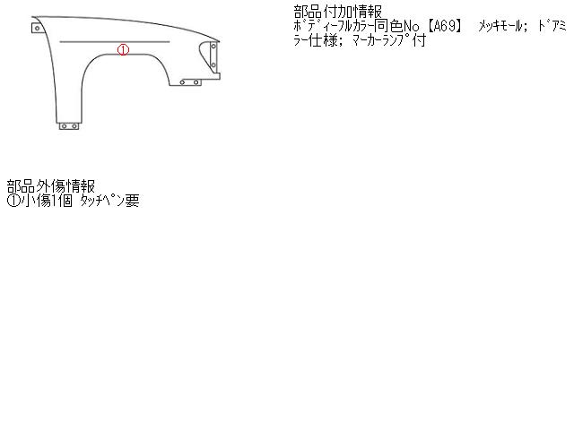 【中古】中古部品 ランサーセディア CS2A 右フロントフェンダー 【3310160100-001096075110600】