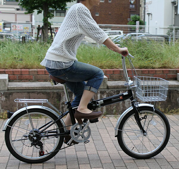 折りたたみ自転車 20インチ 軽量 おすすめ コンパクト 折り畳み自転車 TOPONE トップワン 20インチ カゴ カギ LEDライト付 シマノ6段変速ギア メンズ レディース KGK206LL-09 折畳み自転車 通勤・通学・お買い物に! 激安