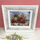 ★新生活応援売り尽くしSALE開催中!★ ゴブラン額絵 テーブルの薔薇たち 送料無料 軽量 プレゼント 誕生日 インテリア 壁掛け 絵画 インテリア 壁掛け 額...