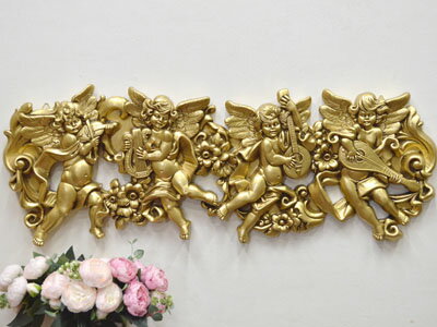 ★倉庫移転の為、総売り尽くしセール!★ ロココ調 壁掛けデコレーション 天使たちのオーケストラ 送料無料 高級 飾り ロココ プリンセス ヨーロピアン 姫 姫系...