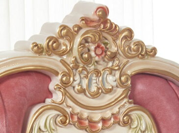 <2段マットレスタイプ> 新ロココ プリンセス セミダブルベッド: ピンク本革 【送料無料/開梱/組立付】高級マットレス付 ロココ アンティーク インテリア pink 豪華 エレガント 姫系 ローズ 猫足 マットレス付き エレガントなスタイル カラー ピンク 結婚 韓国製