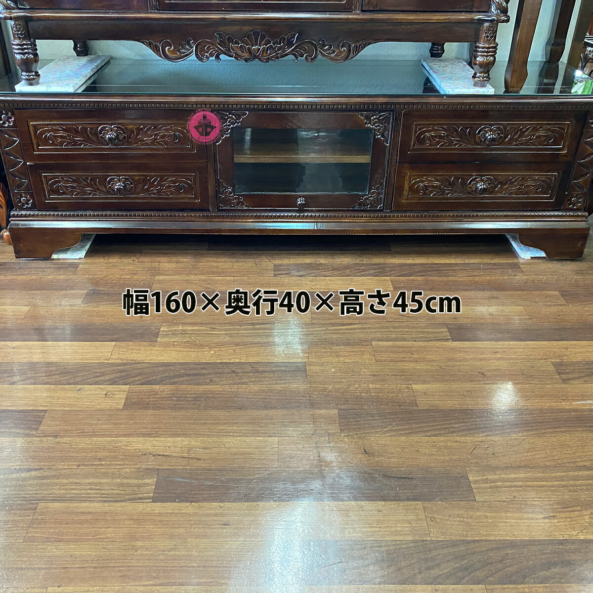 ★売り尽くし決算セール中★ 手彫り アンティーク調 木製 幅120cm テレビラック 5mm天板ガラス付き 配線穴付き 引出し アンティーク おしゃれ テレビボード テレビ台 完成品 テレビラック ローボード 収納 TV台 TVボード 木製 和 リビングボード