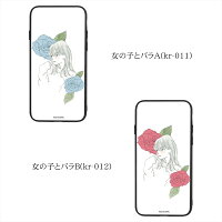 カーリィガラスプリントTPU/女の子とバラスマホケースカバーiPhoneXSMaxXRXSiPhoneXiPhone8PlusiPhone77PlusiPhone6s6sPlusiPhone66PlusGalaxyS9Huaweiスマホカバー携帯ケースカバー