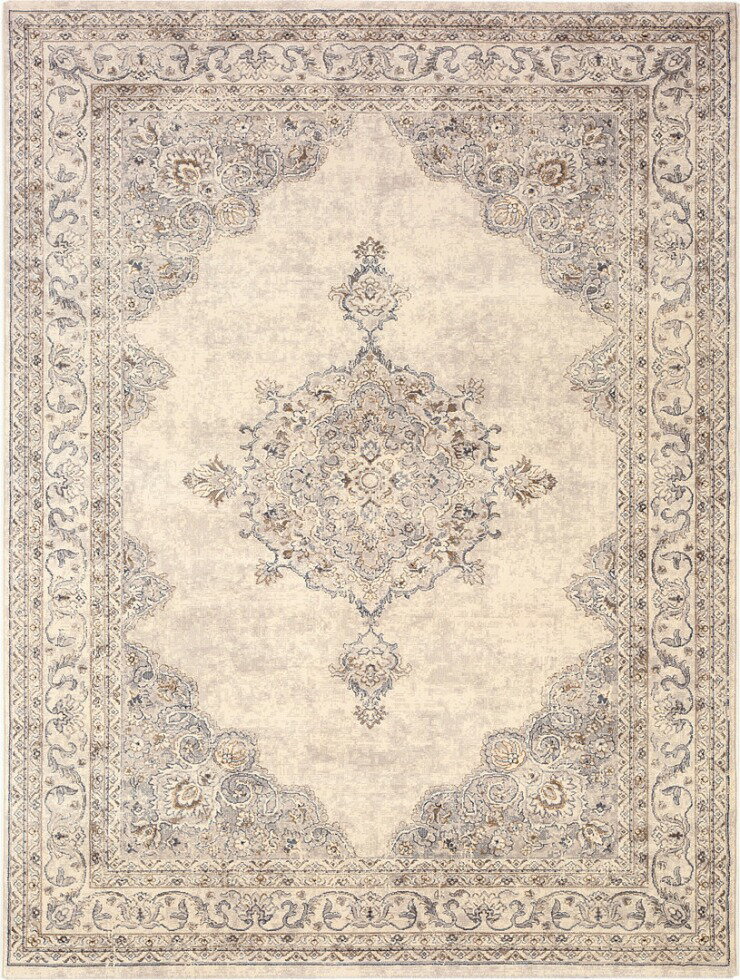 Rakuten - 【メーカー直送】 カーペット ラグ マット 約4.5畳 240×240 アイボリー ペルシャ絨毯風 ウィルトン織 ベルギー産 アウラ 57174-6666 Globe ディーパス