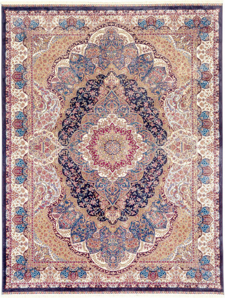 【メーカー直送】 カーペット ラグ マット 約3畳 244×200 ネイビー ペルシャ絨毯風 ウィルトン織 150万ノット ベルギー産 ヒギンス 1203-N8 Globe ディーパス