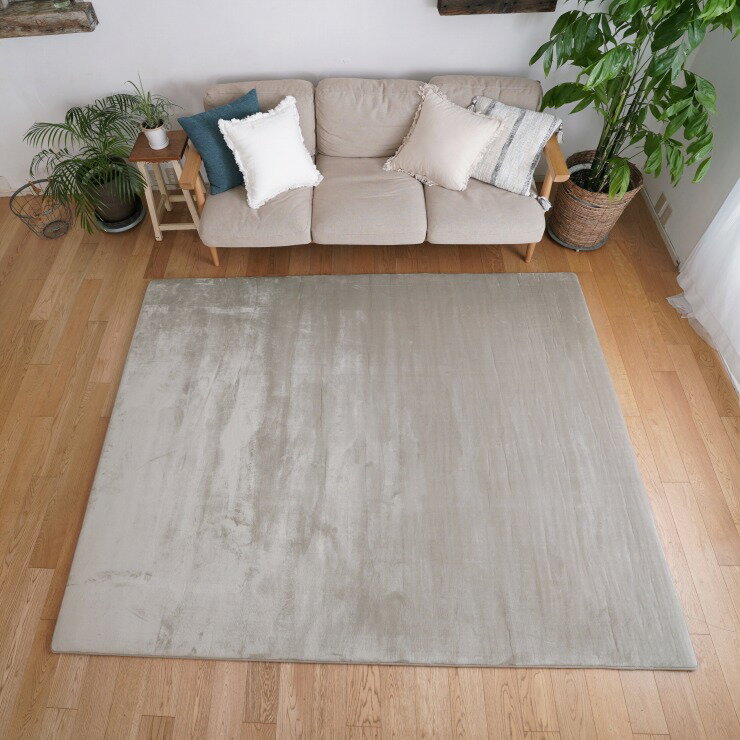 樂天商城 - 【メーカー直送】 低反発 高反発 3層ウレタン フランネル ラグ 190×190cm正方形 2畳 フェザーグレー LM-102 トシシミズ