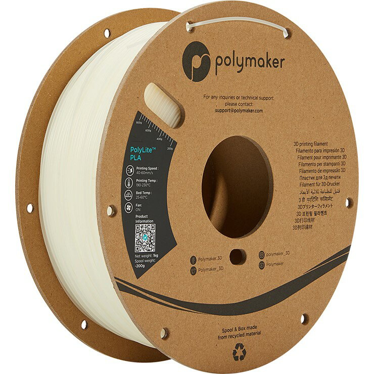 【メーカー直送】 Polymaker 3Dプリンター用フィラメント PolyLite PLA 径1.75mm 1000g ナチュラル PA02011