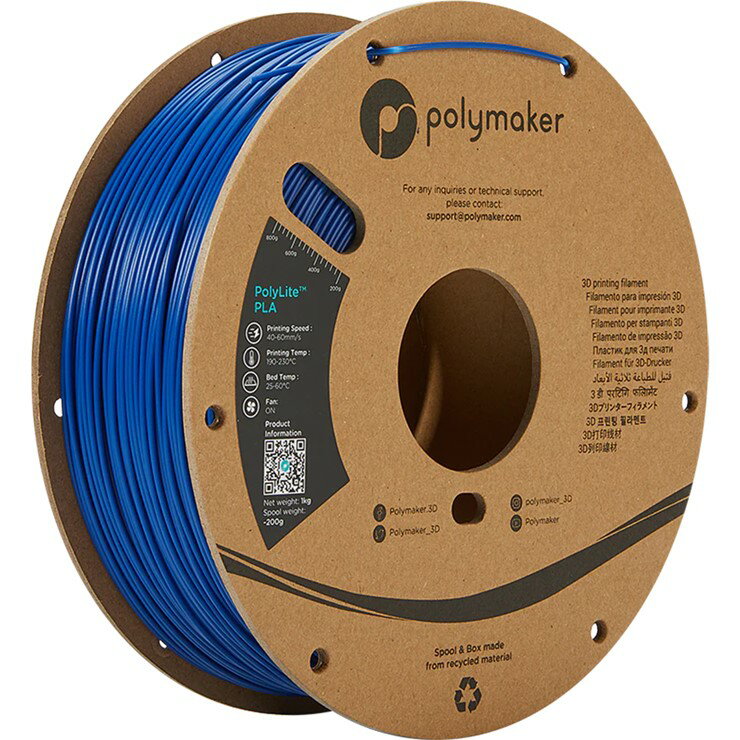 【メーカー直送】 Polymaker 3Dプリンター用フィラメント PolyLite PLA 径1.75mm 1000g ブルー PA02005